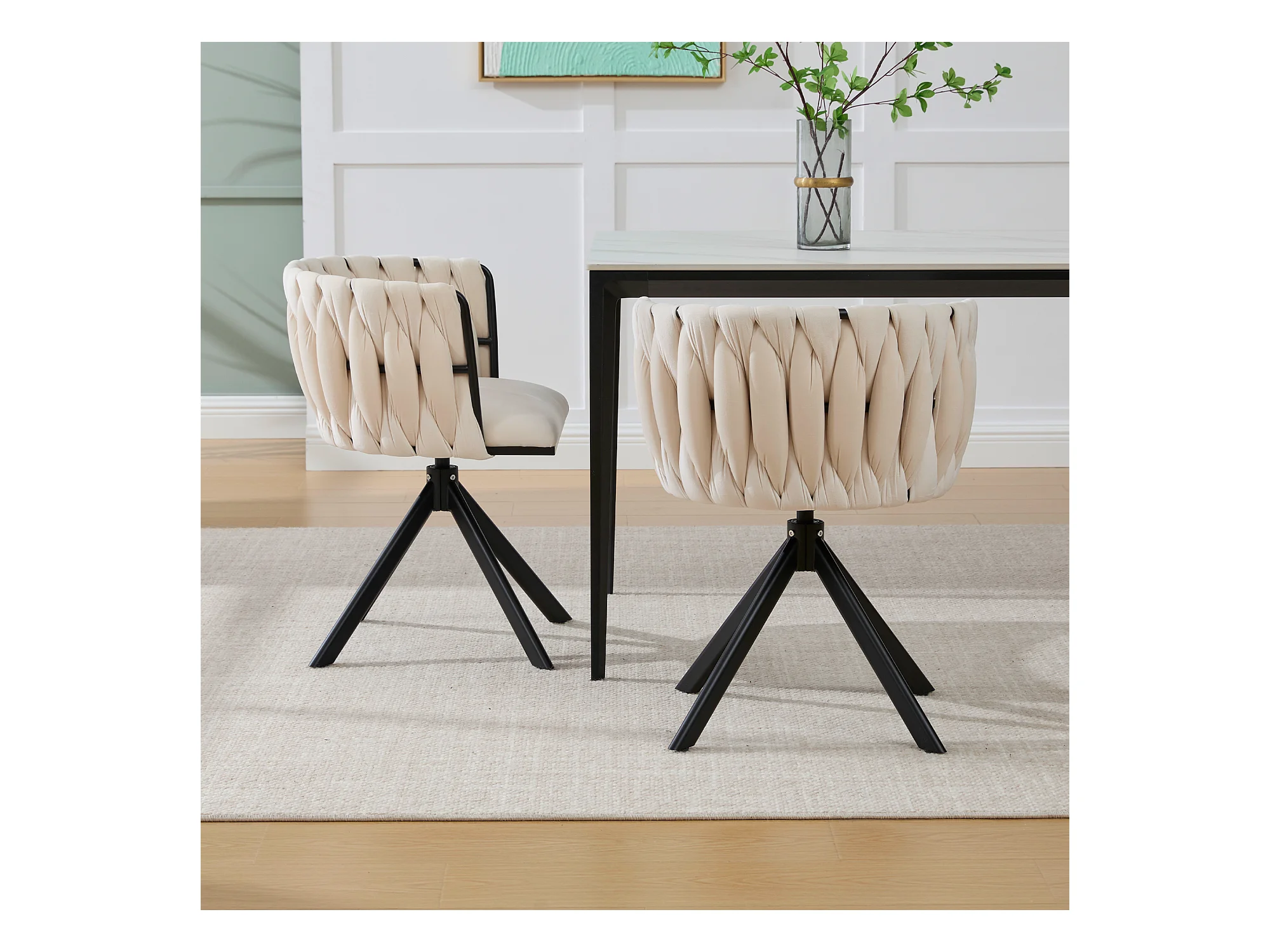 Kungsbacka Beige – 180° Swivel Dining Chair in Luxurious Velvet – Image 3