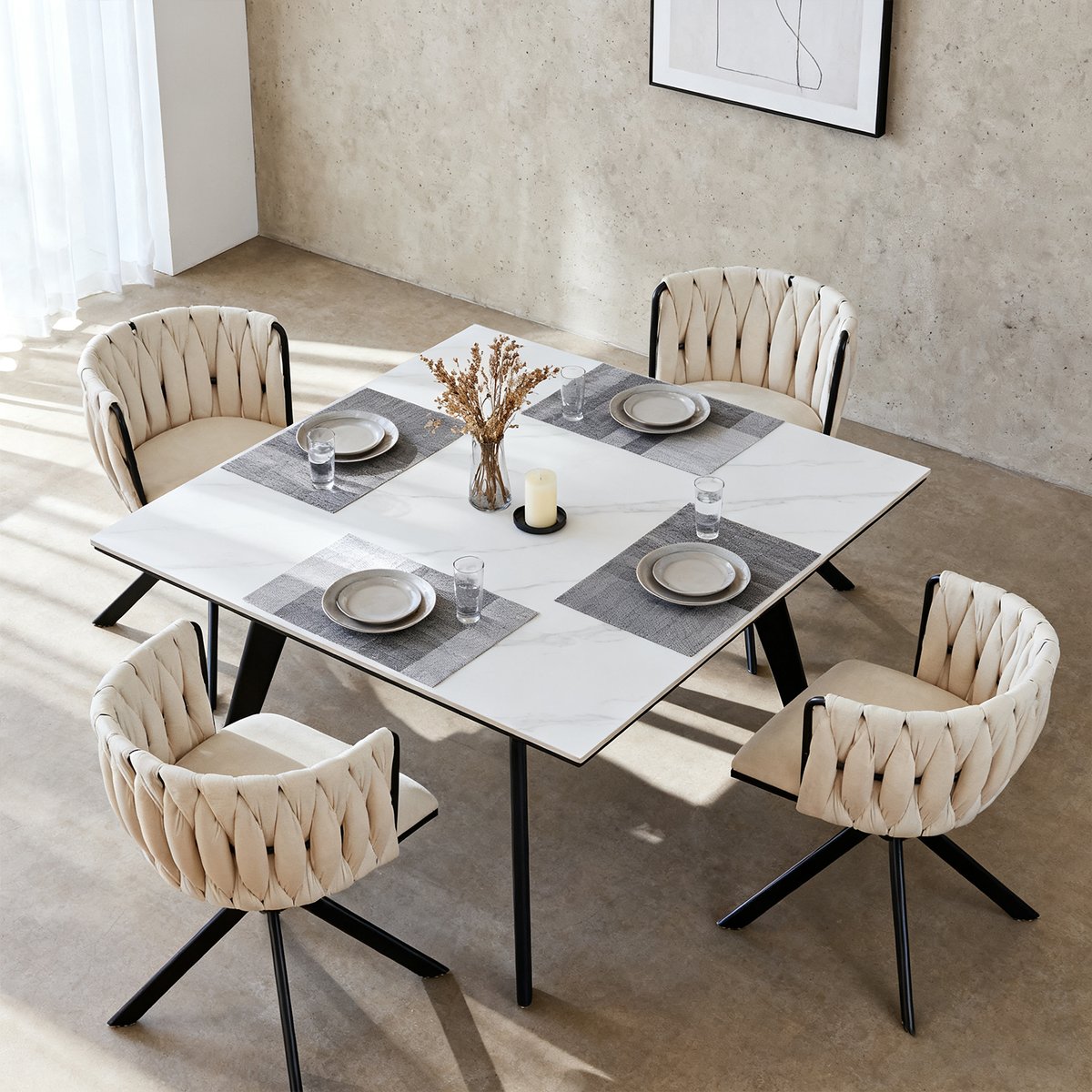 Kungsbacka Beige – 180° Swivel Dining Chair in Luxurious Velvet – Image 4