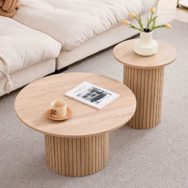 Ensemble de tables basses Solna - Design scandinave, finition naturelle