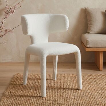 Chaises de salle à manger Tønder – tissu bouclé – blanc (lot de 2)
