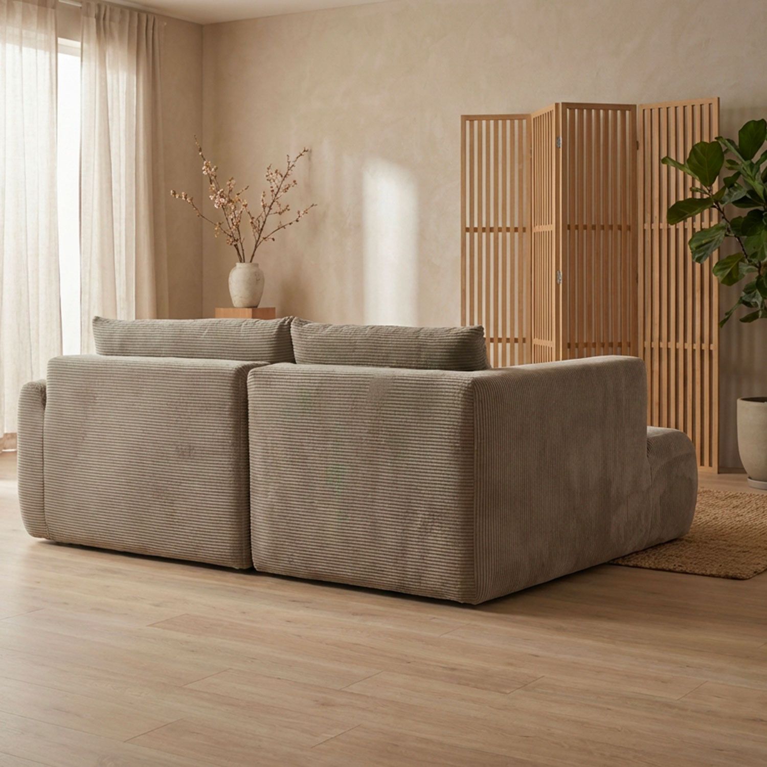 Arendal Corner Sofa – Left Facing – 4 Seater – Light Taupe Corduroy – Image 7