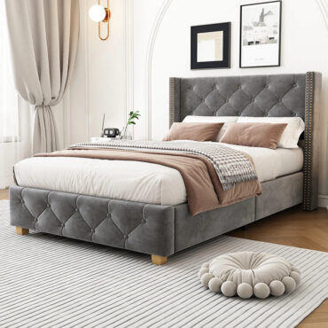 Odense Single Bed 90x200 cm - Velours avec cadre robuste