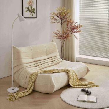 Canapé 2 places Stavanger – bouclé beige, confort scandinave