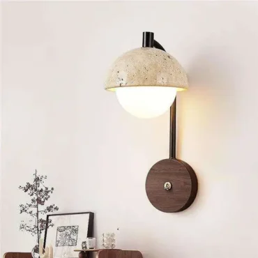 Lysekil - Applique murale minimaliste en bois et travertin