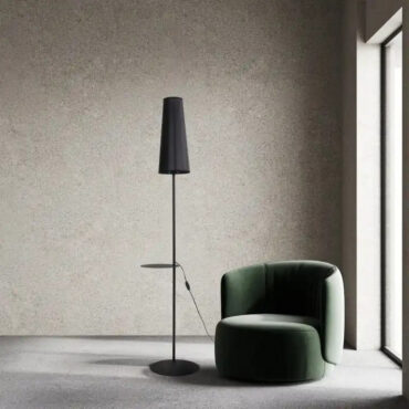 Lampe sur pied Bodø 170×36 cm – noire, fine et moderne avec abat-jour